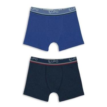 Imagem de Kit Com 2 Cuecas Boxer Algodão Infantil Menino Lupo, Azul, Azul marinh