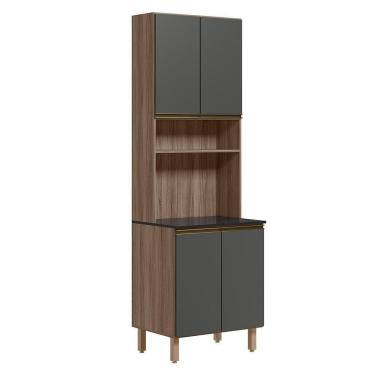 Imagem de Paneleiro Duplo 4 Portas 70cm Mdf Kali 12230 Carvalho Toq Chumbo Nicioli Carvalho Toq Chumbo