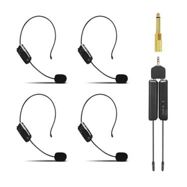 Imagem de Sistema de microfone sem fio para 4 pessoas, fones de ouvido sem fio de 2,4 G, microfones de mão 2 em 1, ideal para alto-falantes, amplificador de voz, sistema de PA, professor, guias turísticos