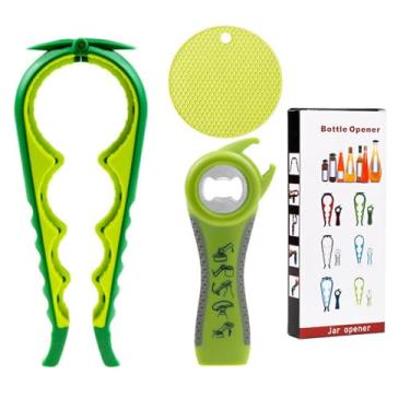 Imagem de Castrap 2025 Novo Conjunto De Abridores De Frasco 5 Em 1 Abridor De Garrafa De Cerveja 4 Em 1 Abridor De Tampa De Cozinha Abridor De Lata Multifuncional Para Uso Doméstico (3PCS- verde)
