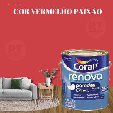 Imagem de Tinta Para Parede Acrílica Coral Renova Cor Vermelho 3,2l Lavável Prem