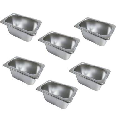 Imagem de Cuba Gastronômica Inox Gn 1/9 X100 Rechaud Kit 6 Unidades - Losan