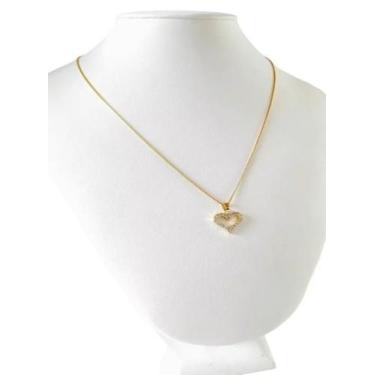 Imagem de Colar Feminino Coração Vado Banhado Ouro - 50cm - Tojoia18K