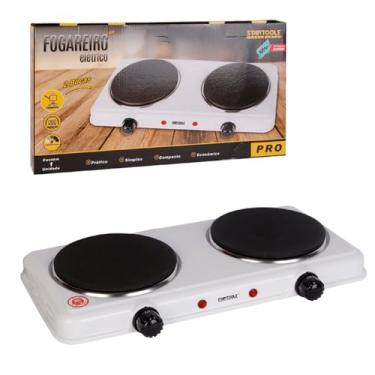 Imagem de Fogareiro Elétrico Portátil 2 Bocas 127V - Controle de Temperatura, Fogão De Mesa, Cooktop, Base Antiderrapante, Camping, Kitnet