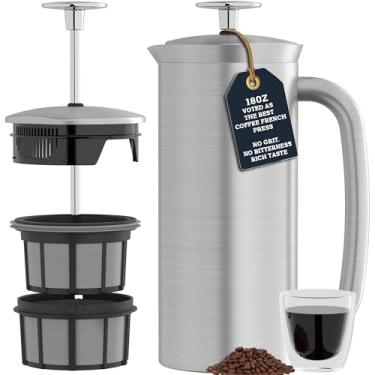 Imagem de ESPRO P7 French Press - Máquina de café e chá isolada de aço inoxidável de parede dupla (aço inoxidável escovado, 510 g)