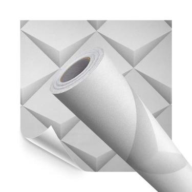 Imagem de Kit 2 Papel de Parede Adesivo Geométrico 3D Branco e Cinza 10M - Open 