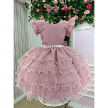 Imagem de Vestido Infantil Rose Glitter Festa Luxo - Fabuloso Ateliê, 14, Rose