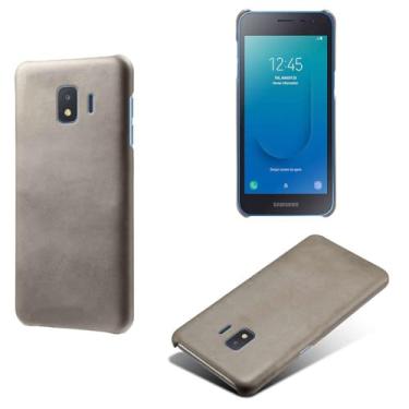 Imagem de Capa para Samsung Galaxy J2 Core,Proteção contra quedas,Casca de volta de cor sólida simples,Design de couro de imitação de plástico-Gray