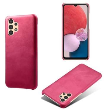 Imagem de Capa para Samsung Galaxy A13 4G,Proteção contra quedas,Casca de volta de cor sólida simples,Design de couro de imitação de plástico-Rose