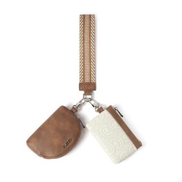 Imagem de Carteira de pulso CLUCI, chaveiro de couro com bolsa dupla para mulher