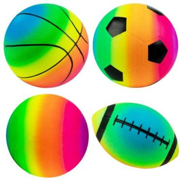 Imagem de Conjunto de bolas esportivas Homotte Rainbow, pacote com 4 bombas para