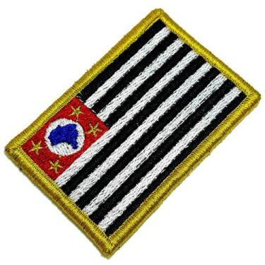 Imagem de Bandeira Estado São Paulo Brasil Patch Bordada Fecho Contato - BR44