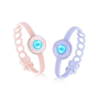 Imagem de Pulseiras de toque de longa distância, luz e vibração para o amor - Par de pulseiras para casais, presentes de relacionamento de longa distância para namorada, mãe e filha, irmãs, aplicativo Bluetooth