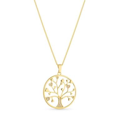 Imagem de Colar Arvore da Vida Pedras Zirconias Semi Joias Banhado Ouro 18k