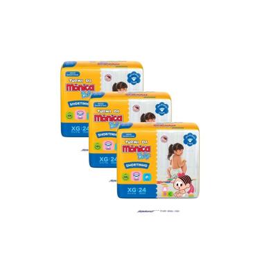 Imagem de Kit 3 Fralda Shortinho Turma da Mônica Baby Tamanho XG com 24 Fraldas Descartáveis