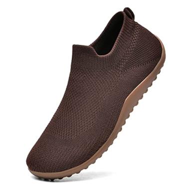 Imagem de KBZone Tênis feminino minimalista sem cadarço para caminhada confortável em forma de pé, Marrom, 40