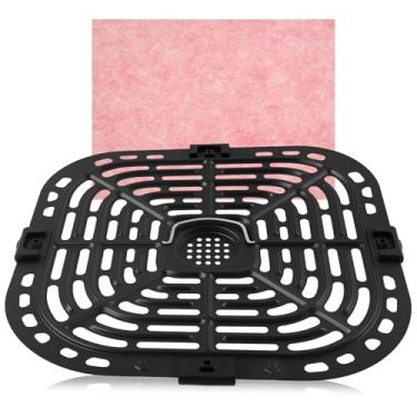 Imagem de Conjunto de frigideiras de fritadeira a ar, fácil de limpar, requintada, bandeja de prato para crocante, suporte sólido, compatível com pastilhas, grelha, kit de prateleira para uso culinário