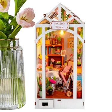 Imagem de Rrlihjgu Kit De Construção De Casa Pequena - Suporte para Livros com Decoração de Casa de Bonecas,Quebra-Cabeça Decorativo Para Gaveta Prateleira Sala De Aula Biblioteca Escritório | Mesa Sala De