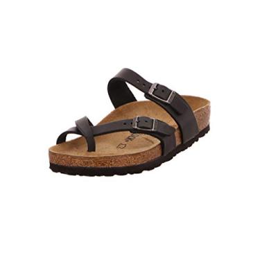 Imagem de Birkenstock Sandálias unissex de couro oleado Franca Mayari para adultos, Preto, 9 Women/7 Men