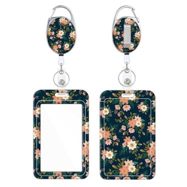Imagem de Porta-crachá retrátil, lindo padrão de impressão, carretel de crachá com chaveiro, etiqueta de nome, protetor de cartão de identificação vertical para enfermeira, professor de medicina, estudante