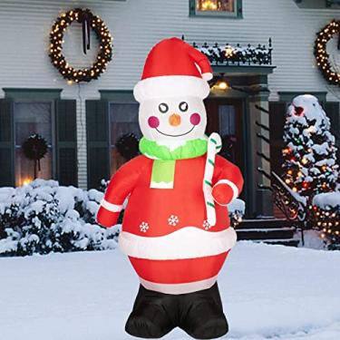 Imagem de Boneco de neve inflável de Natal de 2,1 m – Decoração de quintal inflável de Natal com luzes LED embutidas – Decorações de Natal ao ar livre para quintal, gramado, jardim – Inclui estacas