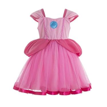 Imagem de Vestido tutu de princesa pêssego fantasia de princesa margarida para meninas, vestido de fantasia de princesa pêssego rosalina margarida, rosa, 8 Anos