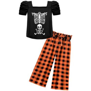 Imagem de Conjunto de roupas Arshiner Kids Orange Plaid Halloween 9-10 anos