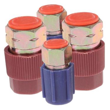 Imagem de HEALLILY Conjunto de 4 peças de kit adaptador de carro para R134a Acoplador de desconexão rápida de conversão de porta de carregamento automático universal cor aleatória