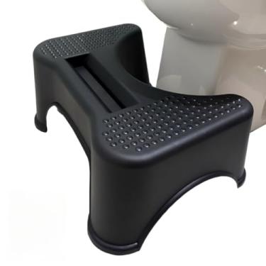 Imagem de Banquinho Vaso Sanitário Com Porta Celular Ergonômico com Antiderrapante Apoio Pés(Preto sem Antiderrapante)