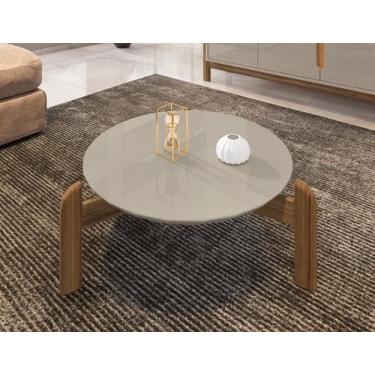Imagem de Mesa de Centro Circular para Sala de Estar Lizz Off-White/Cedro - Plen