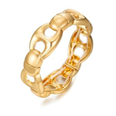 Imagem de TONLUYAX Pulseiras femininas grossas douradas modernas com elástico elástico ajustável