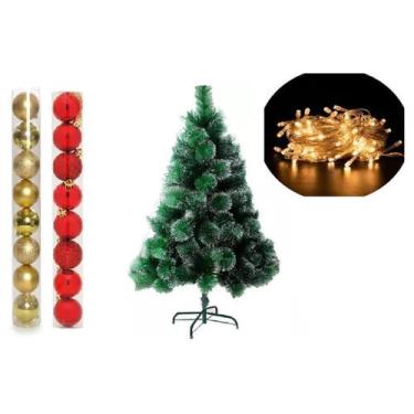 Imagem de Arvore De Natal Pinheiro Neve 1,2 Metros 90 Galhos Enfeites - lojas vm