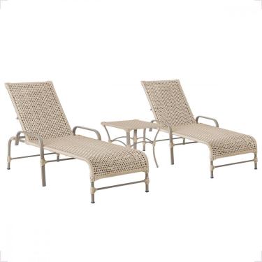 Imagem de 2 Espreguiçadeira Catar E 1 Mesa Garden Cor Fendi Rami