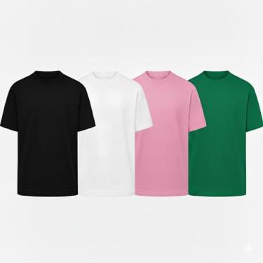 Imagem de Kit 4 Camiseta Oversized Masculina Street Basic Camisa Lisa T-shirt Di