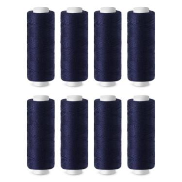 Imagem de ZMAAGG Linha azul marinho para costura, linha de costura de poliéster, 8 rolos 200 jardas por rolo, cordão de costura multiuso para máquina de costura, costura à mão, bordado