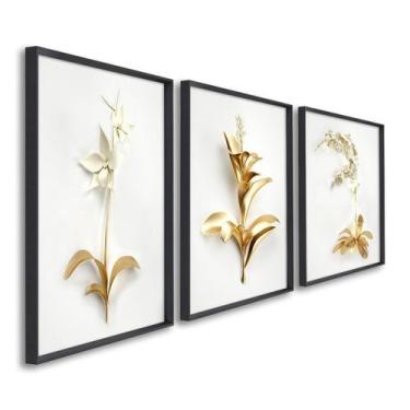 Imagem de Quadros Decorativos Floral Delicado 3 Telas 60x90cm para Sala Quarto L