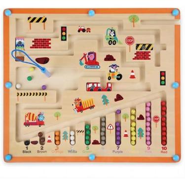 Imagem de Brinquedo Educativo Magnético Labirinto de Madeira Infantil Trânsito C