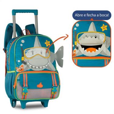 Imagem de Mochila Rodinha Infantil Escolar Tubarão Interativo Meninos - Clio Sty