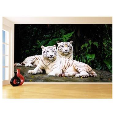 Imagem de Papel De Parede 3D Animais Casal Tigres Branco 3,5M Anm571