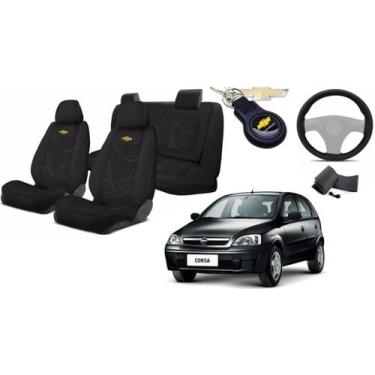 Imagem de Kit Sofisticado Capas de Tecido Corsa 2003+2012 + Capa Volante + Chave