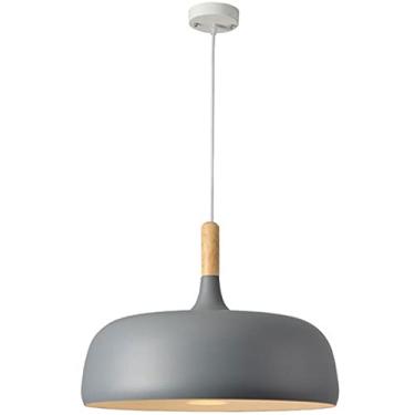 Imagem de Lustre moderno de alumínio pendente para sala de jantar K Island e hotel Lâmpada E27 de cabeça única elegante com design minimalista criativo em cinza claro (32")