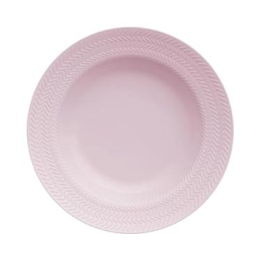 Imagem de Prato fundo em porcelana, modelo Chevron, Ø 23,5 cm, Germer, Rosa