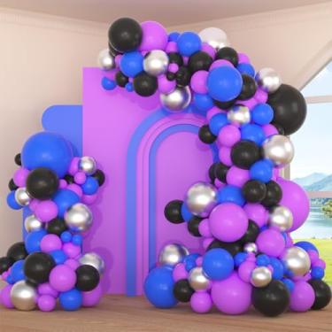 Imagem de Purple Black Blue Balloon Arch Garland Kit - 125 PCS Video Gaming Party Supplies Royal Blue and Black Purple Balloons for Video Gamer Fans Fortnite Gamer Birthday Retiremen Halloween Party Decorations