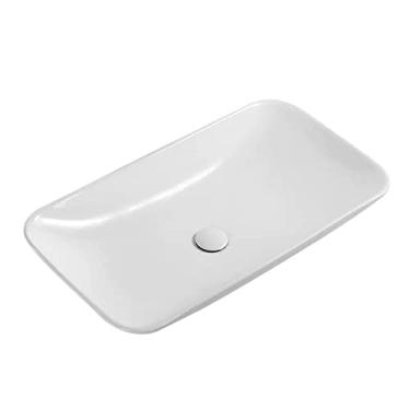 Imagem de Pias de banheiro retangulares acima do balcão porcelana branca vaso de banheiro pia lavatório de arte de lavagem, pia de vaso de banheiro com ralo pop-up branco combo pia de vaso (tamanho: 70 cm)