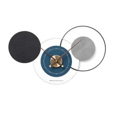 Imagem de Relógio de parede 80 * 49 cm Sala de Estar Personalidade Criatividade Casa Moda Moderna Decoração de Parede Luz Relógio de Luxo Decoração de Casa (Cinza)