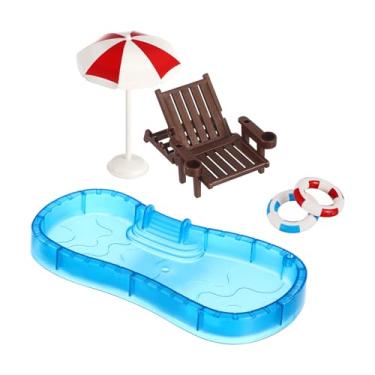 Imagem de Luxshiny 1 Conjunto de Mini Móveis para Casa de Bonecas, Acessórios para Piscina Em Miniatura, Mini Boia de Natação, Cadeira de Praia, Conjunto para Crianças, Brinquedo de Casinha