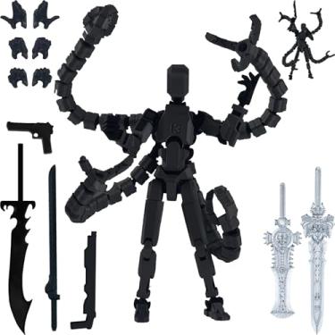 Imagem de Assembly Completed T13 Action Figure,T13 Action Figure Multi-Jointed Movable,Ultimate Desktop Decor for Lovers t-13 Movability 3D Printed Toys (Black, 7.2in)