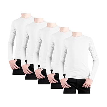 Imagem de Kit 5 Camiseta Manga Longa Infantil Algodão Branca Tamanho 02