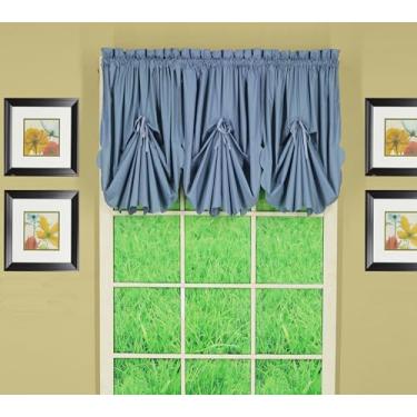 Imagem de Today's Curtain Orleans Cortina com borda recortada de madeira para ventilador, azul, 76 cm x 101 cm