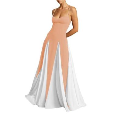 Imagem de Vestido de formatura EEMEII 2025 Spaghetti Straps Patchwork Champagne